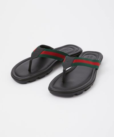 グッチ　レザー　トングサンダル GUCCIウェブ＆レザー トング サンダル | U-STREAM