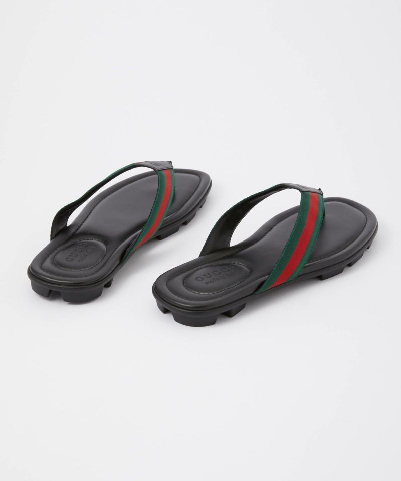 GUCCI ☆ グッチ ウェブ＆レザー トング サンダル org.jpg